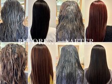 ビフォア(BEFORE→...)の雰囲気（約2ミリで伸ばす縮毛矯正はクセ、ツムジ数をみて施術します。）