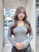 カケル(×.)&nbsp;シルバーグレー/ボルドーカラー/裾カラー