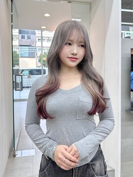 カケル(×.) シルバーグレー/ボルドーカラー/裾カラー