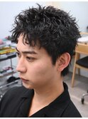 銀座新橋ルーズショートパーマアクティブショート短髪フェード