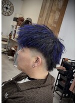 ルートヘアー(Root Hair)&nbsp;マレットヘア＆パイルツイスト＆青メッシュ 大阪八尾パーマ