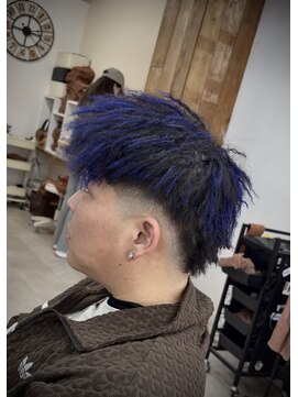 ルートヘアー(Root Hair) マレットヘア＆パイルツイスト＆青メッシュ 大阪八尾パーマ