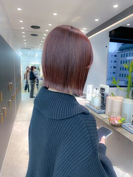 ロンドシエル 横浜(Lond ciel) 切りっぱなしボブ×ピンクブラウン【久保田夢美】韓国横浜
