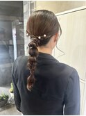 タイトローポニー/ヘアセット/アップヘア/編み下ろし