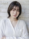 大人可愛い20代30代40代黒髪前下がりひし形小顔ボブ