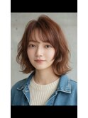 レイヤーカット透明感カラーシースルーバング暖色カラー