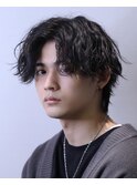 前下がりセンターパート×ツイストスパイラルパーマ
