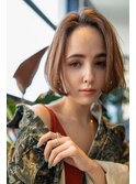 大人かわいい前髪セシルカットココアブラウンフリンジウェーブ