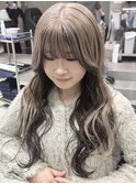 インナーカラーホワイトブロンドメルティカラー韓国風巻き