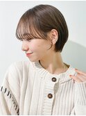ショート前髪カットおくれ毛オリーブベージュ_9978