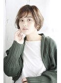 大人ガーリーミディアムレイヤー似合わせカットダークアッシュ15