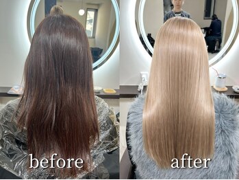 ミストプラス(MIST+)の写真/【阪神尼崎駅】ツヤ×ハイトーン/デザインカラーが同時に叶う!髪質改善カラーでツヤ髪たっぷり♪