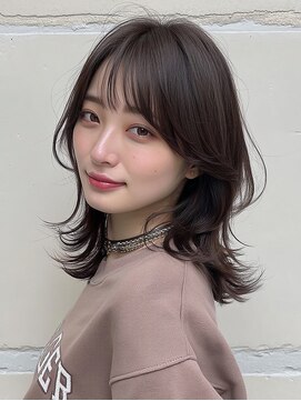 ニア 栄(nia) 栄 髪質改善 美髪 艶髪 キュート柔らかセミディ