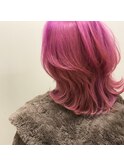 チェリーピンク＿くせ毛風,ヘアアレンジ,クラシカル
