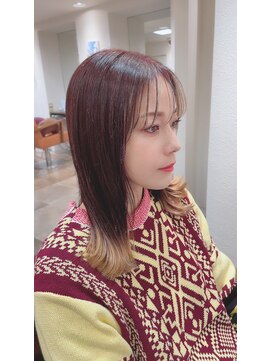 ヘアースパパズ(hair spa PAZ) 毛先ペールベージュグラデーションカラー外ハネボブ２０代３０代