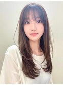 大人可愛いロングレイヤーカット*グレージュカラー前髪あり