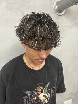 メンズサロンロス(LOSS) 波巻パーマ×ハイライト/メッシュ