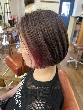 ロウスリー(Lowsly) インナーカラーボブ30代40代５０代白髪ぼかしハイライト