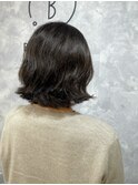 くせ毛ボブ、ダークブラウン