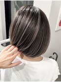 ハイライトカラーケアブリーチダブルカラー切りっぱなしボブ