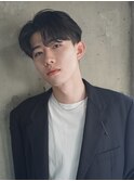 ニュアンスセンターパート毛流れセンターパートメンズショート