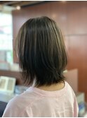 外ハネグラデーションボブ/オリーブベージュ/小顔肩ライン