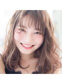 ふわふわショート×姫カット×ミルクティアッシュ×前髪パッツン
