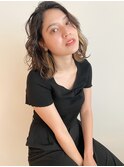 斜めバングのミントアッシュボブショート【Yamaki Ayako】