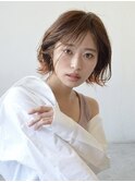 大人可愛い◎20代30代40代前髪パーマグレーベージュ