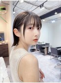☆韓国バング艶髪グレージュ外ハネミニボブ