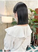 切りっぱなしボブ×透けグレージュ