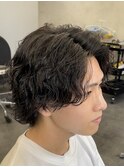 渋谷波巻きスパイラルパーマサーフカールメンズボブウルフカット