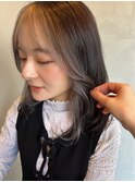 ◎ダブルカラー韓国ヘアー顔周りレイヤーおくれ毛前髪長岡/宮関