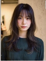 ケシキ 表参道 原宿(kesiki.)&nbsp;ミディアムレイヤー顔周りカットハッシュカットワンホンレイヤー