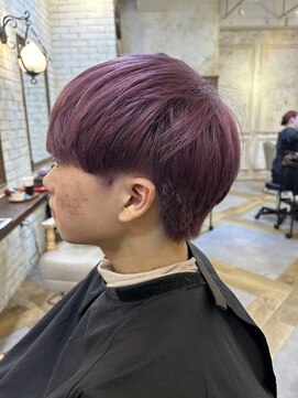 リリー 鷺沼店(RILLY) 〈キシタクヘアー〉ピンク・スモーキーピンク×メンズカット