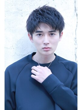 リップス 原宿(LIPPS) 短髪王道!刈り上げ2ブロックアップバング!ブルーブラック!