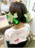☆メチャ可愛い『編み込み入りおだんごツインテールリボン添え』