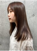 サラ艶ミディアムレイヤーボブオリーブベージュダークアッシュ