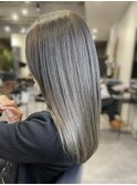 大人可愛い小顔くびれボブダークアッシュグレージュブリーチなし