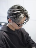 10代20代メンズセンターパートバレイヤージュハイライトメッシュ
