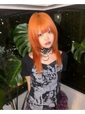 オレンジカラー 暖色系 シャギーカット