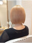 ◆20代30代40代ぱつっとかわいいボブ×ハイトーン×暗髪前髪あり