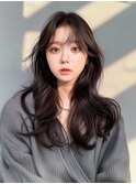 ロングレイヤー/艶髪/韓国風ヘア/アッシュブラウン/大人ブラウン