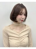 韓国ボブレイヤーボブ小顔ヘアブリーチなしココアブラウンNA_129