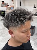 ツイストパーマ/ホワイトメッシュ/ジェットモヒカン