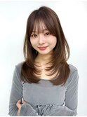 結べるミディアムレイヤー　薄め前髪
