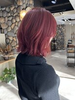 ロアバイチェリーコークウブ(Loa by CHERRY COKE ubu)&nbsp;レイヤーボブ/ブリーチなしワインレッド