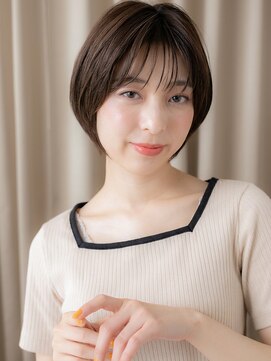 カバーヘア ブリス 上尾西口店(COVER HAIR bliss) 黒髪ダークアッシュ大人美人小顔丸みハンサムショート30代40代W