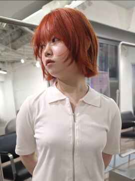 カシェル トウキョウ(Cashel Tokyo) ライトニングダブルカラー オレンジ レイヤーボブ ハッシュカッ