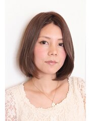 大人小顔かわいい上品なワンレンAラインボブ３０代４０代５０代